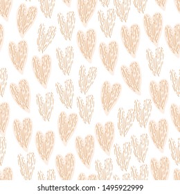 Seamless pattern with creative decorative hearts. Great for fabric, textile. Vector background