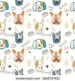 perros creativos sin soldadura con hueso, Perfecto para prendas de vestir para niños, tela, textil, decoración de vivero, papel envolvente.