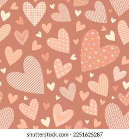 Patrón sin brillo con corazones creativos. Antecedentes románticos. Feliz día de San Valentín ilustrando el vector.