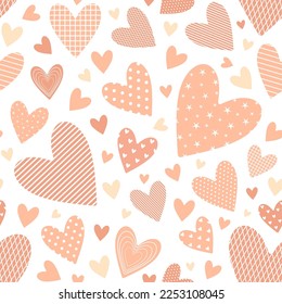 Seamless pattern with creative hearts. Romantic background. Happy Valentines day vector illustration. Design for web, wrapping, wallpaper, textile. 