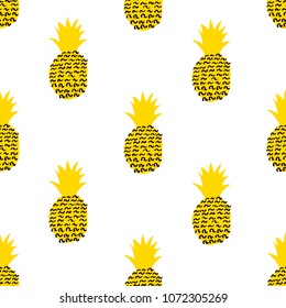 Seamless pattern with creative pineapple. Vector illustration