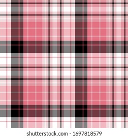 Seamless pattern in creative pink, black and white colors for plaid, fabric, textile, clothes, tablecloth and other things. Vector image. 