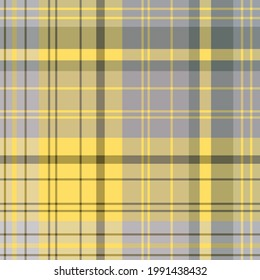 Seamless pattern in creative yellow and gray colors for plaid, fabric, textile, clothes, tablecloth and other things. Vector image. 