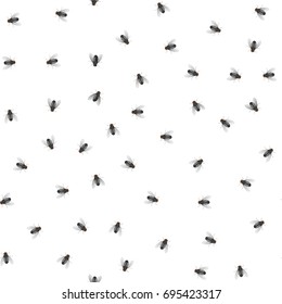 Seamless pattern of creeping flies. Insects. Vector illustration.