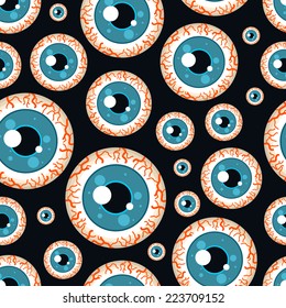 Seamless pattern with creepy eyeballs