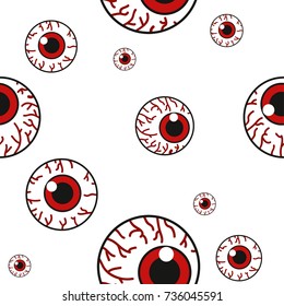 Seamless pattern with creepy eyeballs. Vector illustration