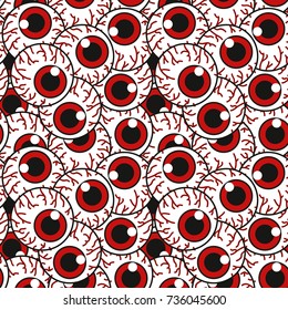 Seamless pattern with creepy eyeballs. Vector illustration