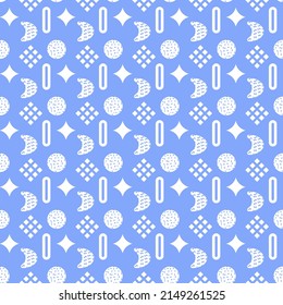 Seamless pattern with crescent moons on a blue background. vector illustration