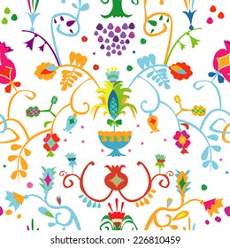 Seamless pattern with Crimean Tatar ornament symbolizing longevity and prosperity in the family.