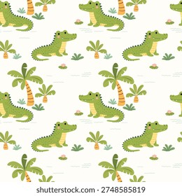 Seamless pattern crocodile. Creative texture for fabric, wrapping, textiles, wallpaper, and apparel. Vector illustration