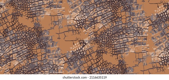 Seamless pattern. Crocodile skin. Brown color. 