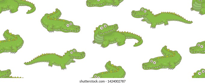 Seamless Pattern with Crocodiles. isolated on white background