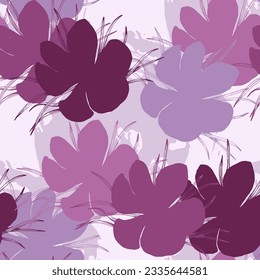 Seamless pattern with crocus heads. Beautiful nature texture in modern style.