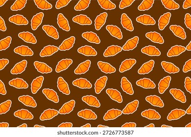 Seamless pattern of croissant. Fast food croissant pattern background. Seamless fast food croissant pattern. 
Bread pattern background.