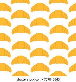 Seamless pattern with croissant in flat style.Vector illustration