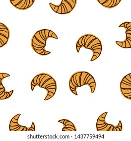 Seamless pattern croissant icons. Bakery collection. Colored icon. In trendy flat style isolated on white background. Vector illustration