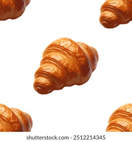 Patrón sin fisuras con croissant sobre fondo blanco