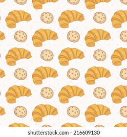 Seamless pattern of croissant .Vector.