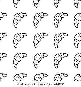 Seamless pattern with croissants. Doodle vector with croissants icons on white background.