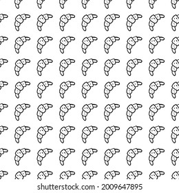 Seamless pattern with croissants. Doodle vector with croissants icons on white background.