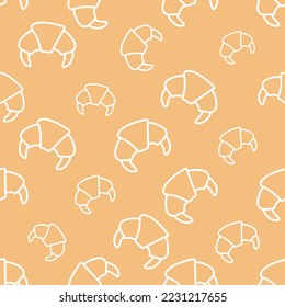 Seamless pattern with croissants in linear style. croissants background for design menu cafe, bistro, restaurant, label and packaging. vector