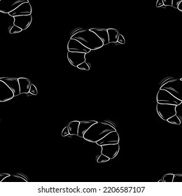 seamless pattern with croissants on a black background