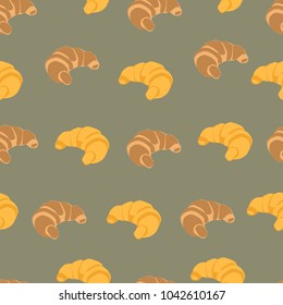 Seamless pattern of croissants on a gray background