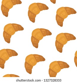 seamless pattern with croissants on white background. can be used as wrapping paper, postcards, background, print for clothes, tableware, textiles and other. vector pattern