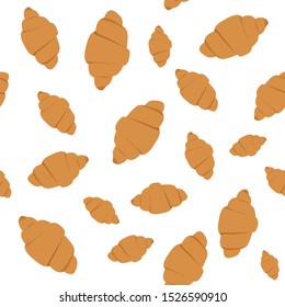 Seamless pattern croissants on a white background. Vector illustration