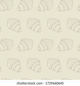 
Seamless pattern with croissants. 
Scrapbooking paper, baking packaging. Background for design menu cafe, bistro, restaurant, label and packaging.