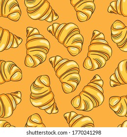 Seamless pattern with croissants. Vector illustration.