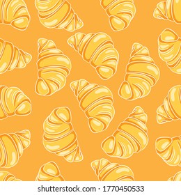 Nahtloses Muster mit Croissants. Vektorgrafik.