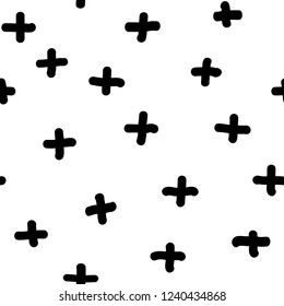 Seamless pattern with  cross. Abstract hand drawn background.