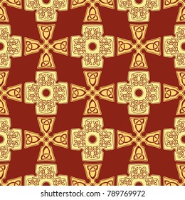 Seamless pattern with cross and ethnic celtic ornaments for your design