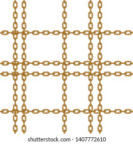 seamless pattern cross golden chains on whiite background, vector illustration for textile fashion