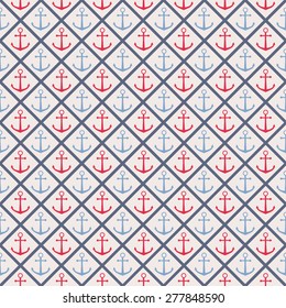 Seamless pattern with cross lines and anchor.  Element design, may be used as packing
