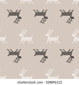 seamless pattern, Cross Stitch deer background design for fabric and decor