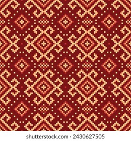 Seamless pattern. Cross stitch ethnic pattern. Graphic illustration vector design by retro geometric indian fabric motif boho retro textile ikat colorful ornament african pixel native.