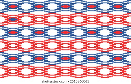 seamless pattern pattern with cross, X cross geometric repeat pattern. Simple subtle seamless red blue wave background design on fabric printing or wallpaper or packing print, Thai, red diamond