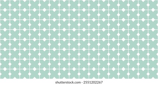 Seamless pattern of cross or X without overlapping. Green, white. diamond, line, endless, banner, backdrop. Vector