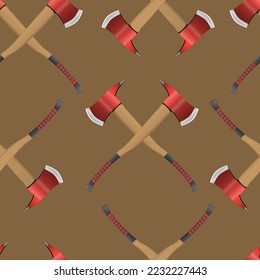 Seamless pattern with crossed axes. Colorful vector illustration on a white background.