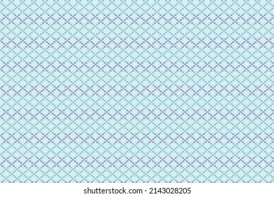 Nahtlos und Muster der gekreuzten Tafel einzeln auf blauem Himmelshintergrund. Kristallfarben, grün und blau für Stoffe und Tischdecken, Decken, Vorhänge oder Tapeten.