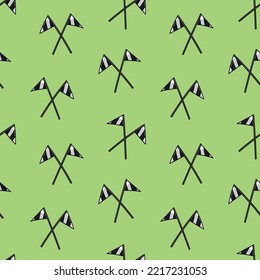 Seamless pattern with crossed flags doodle vector