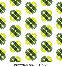 Seamless pattern with crossed razor blades. Stock vector, EPS 8. Military green colors.