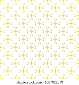 Seamless pattern of crosses and dots. Geometric orange background.