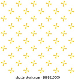 Seamless pattern of crosses. Geometric orange background.