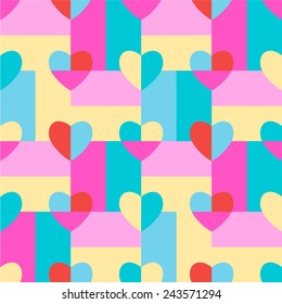 seamless pattern crosses hearts red pink yellow