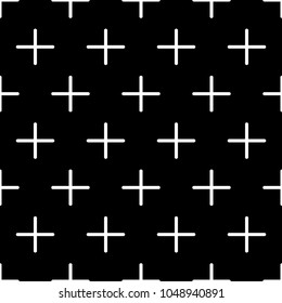 Seamless pattern with crosses ornament. Background with repeated cross shapes ornamentation. Ancient embroidery wallpaper. Ethnic motif. Digital paper, textile print, web design. Vector illustration.