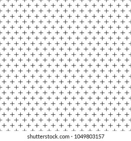 Seamless pattern with crosses ornament. Background with repeated cross shapes ornamentation. Ancient embroidery wallpaper. Ethnic motif. Digital paper with plus signs, textile print. Vector art.