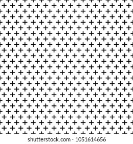 Seamless pattern with crosses ornament. Background with repeated cross shapes ornamentation. Ancient embroidery wallpaper. Ethnic motif. Digital paper with plus signs, textile print. Vector art.